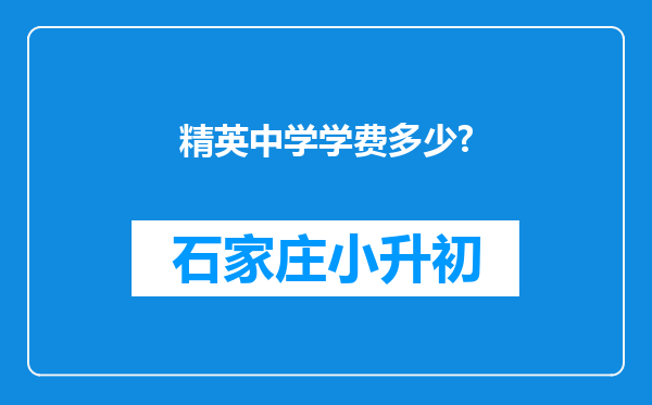 精英中学学费多少?