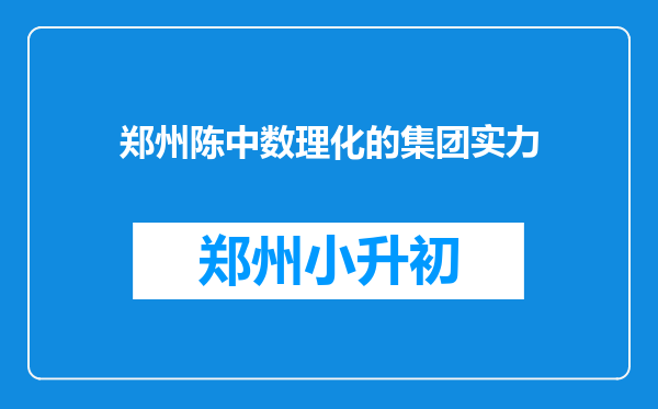 郑州陈中数理化的集团实力