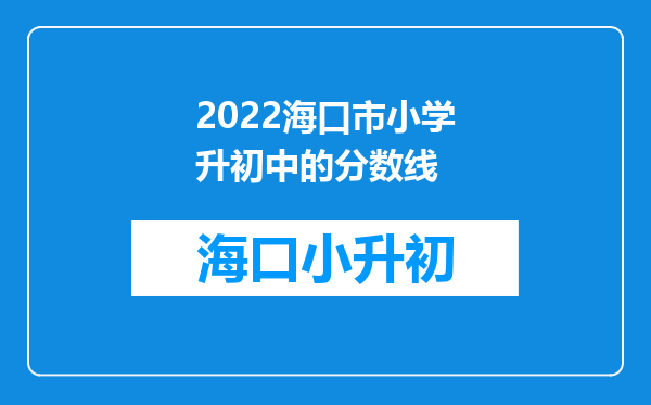 2022海口市小学升初中的分数线