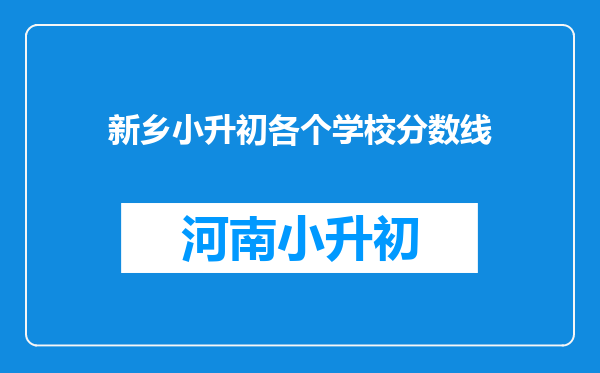 新乡小升初各个学校分数线