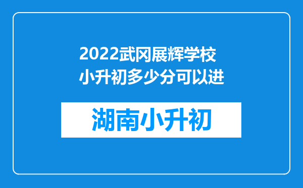 2022武冈展辉学校小升初多少分可以进