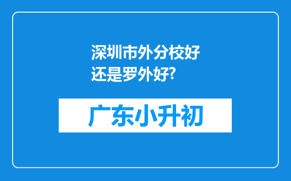 深圳市外分校好还是罗外好?