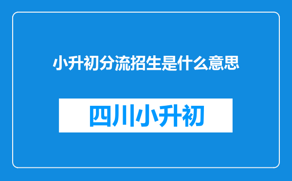 小升初分流招生是什么意思