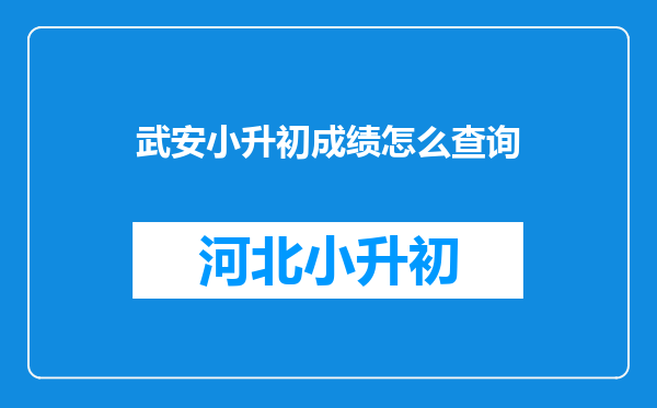 武安小升初成绩怎么查询