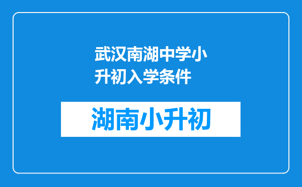 武汉南湖中学小升初入学条件