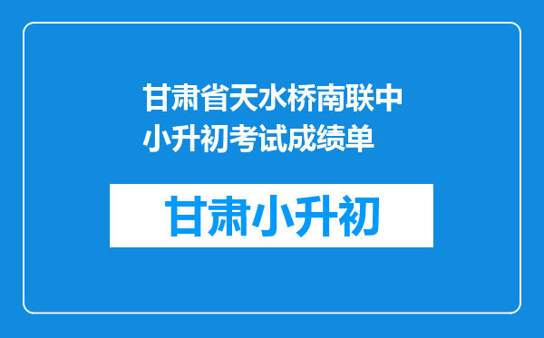甘肃省天水桥南联中小升初考试成绩单