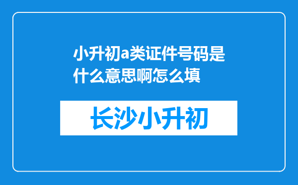 小升初a类证件号码是什么意思啊怎么填