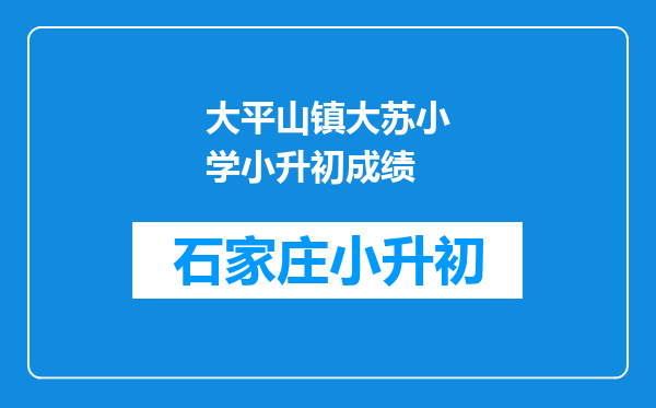 大平山镇大苏小学小升初成绩