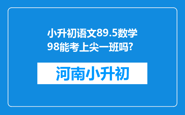 小升初语文89.5数学98能考上尖一班吗?