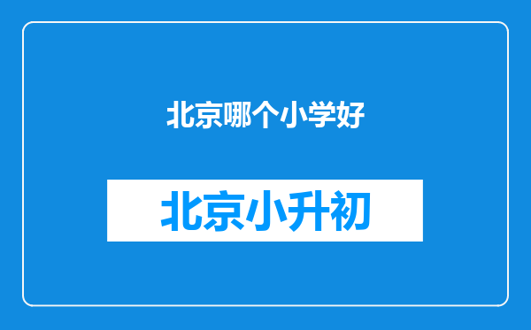 北京哪个小学好