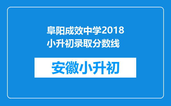 阜阳成效中学2018小升初录取分数线