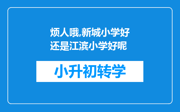 烦人哦,新城小学好还是江滨小学好呢