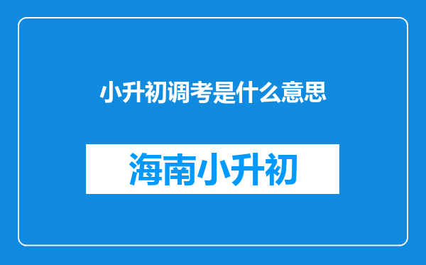 小升初调考是什么意思