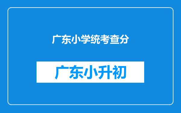 广东小学统考查分