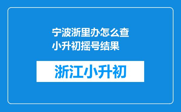 宁波浙里办怎么查小升初摇号结果