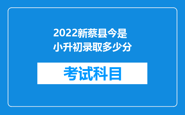 2022新蔡县今是小升初录取多少分
