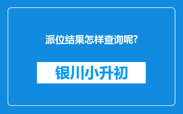 派位结果怎样查询呢?
