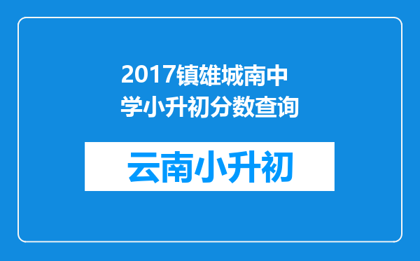 2017镇雄城南中学小升初分数查询