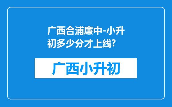 广西合浦廉中-小升初多少分才上线?