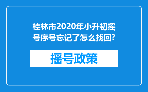桂林市2020年小升初摇号序号忘记了怎么找回?