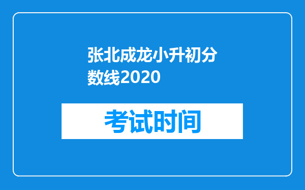 张北成龙小升初分数线2020