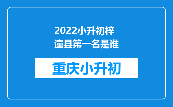 2022小升初梓潼县第一名是谁