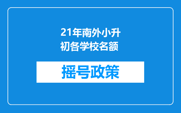 21年南外小升初各学校名额