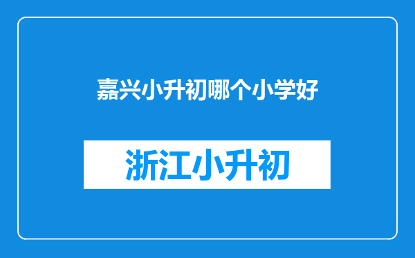 嘉兴小升初哪个小学好