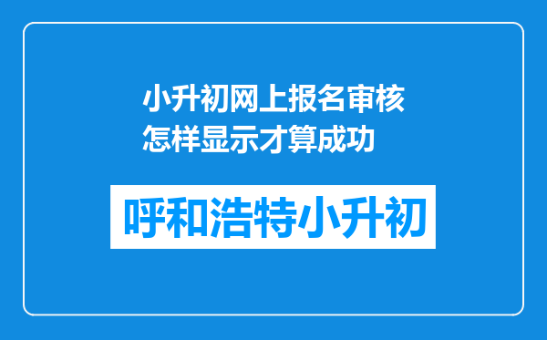 小升初网上报名审核怎样显示才算成功