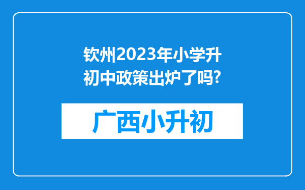 钦州2023年小学升初中政策出炉了吗?