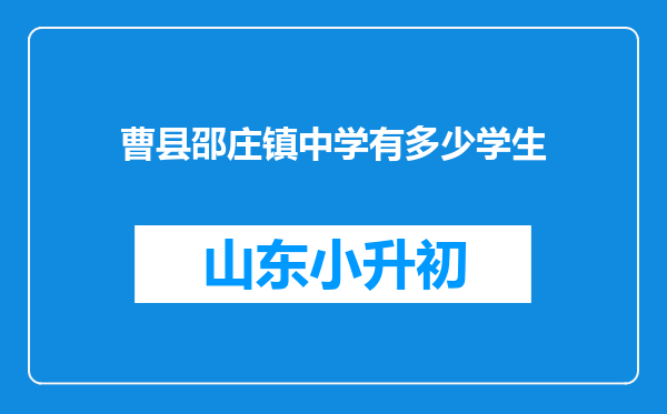 曹县邵庄镇中学有多少学生