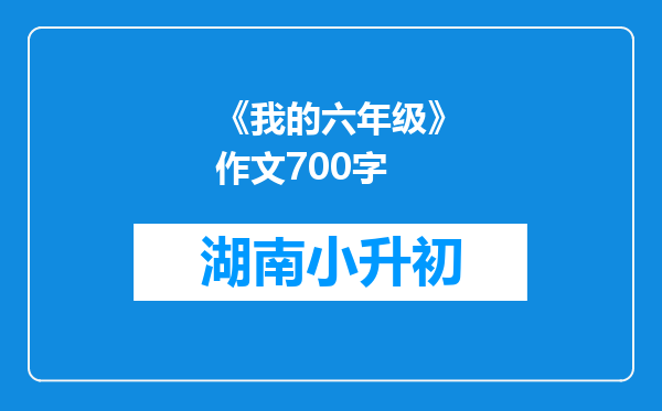 《我的六年级》作文700字