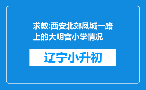 求教:西安北郊凤城一路上的大明宫小学情况
