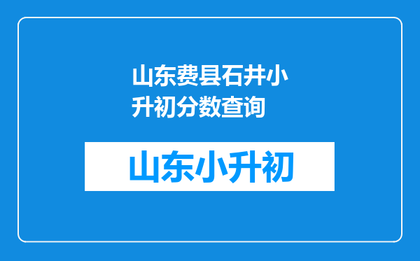 山东费县石井小升初分数查询
