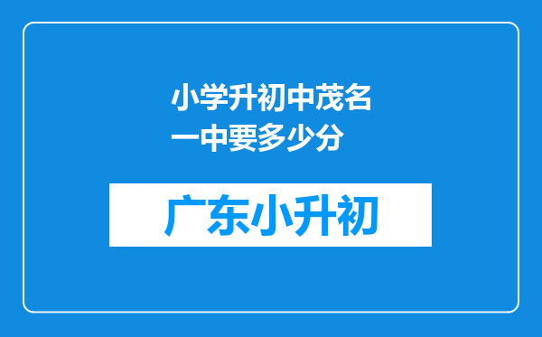 小学升初中茂名一中要多少分