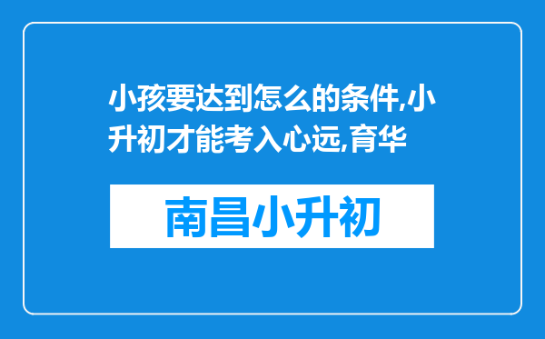 小孩要达到怎么的条件,小升初才能考入心远,育华