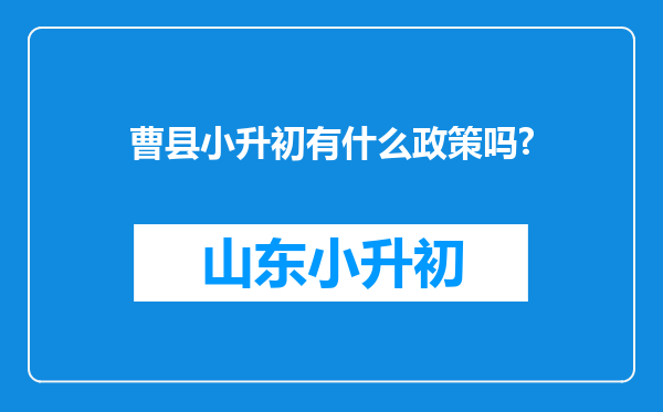 曹县小升初有什么政策吗?