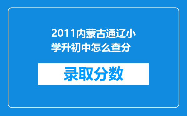 2011内蒙古通辽小学升初中怎么查分