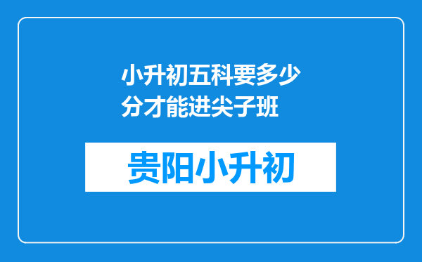 小升初五科要多少分才能进尖子班