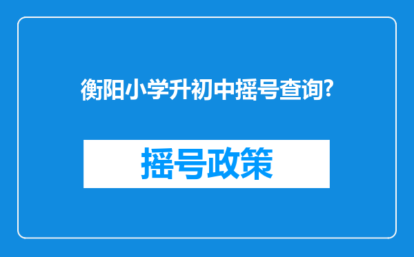 衡阳小学升初中摇号查询?