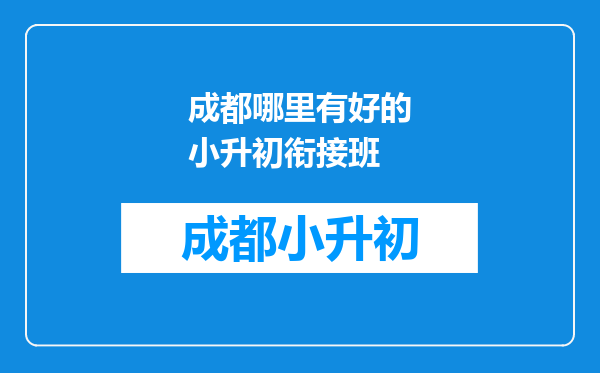 成都哪里有好的小升初衔接班