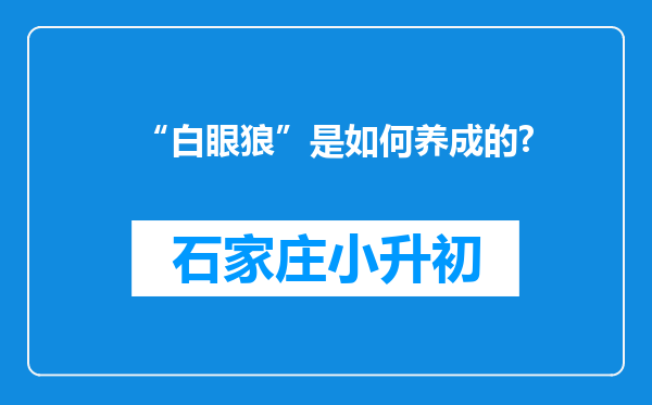 “白眼狼”是如何养成的?