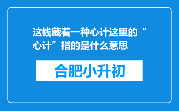 这钱藏着一种心计这里的“心计”指的是什么意思