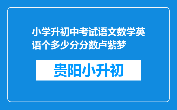 小学升初中考试语文数学英语个多少分分数卢紫梦