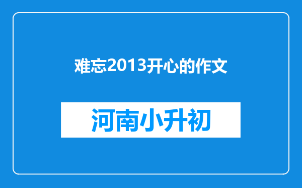 难忘2013开心的作文