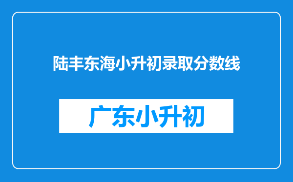 陆丰东海小升初录取分数线