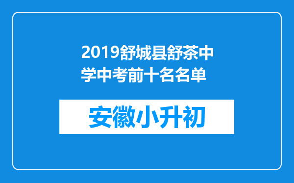 2019舒城县舒茶中学中考前十名名单