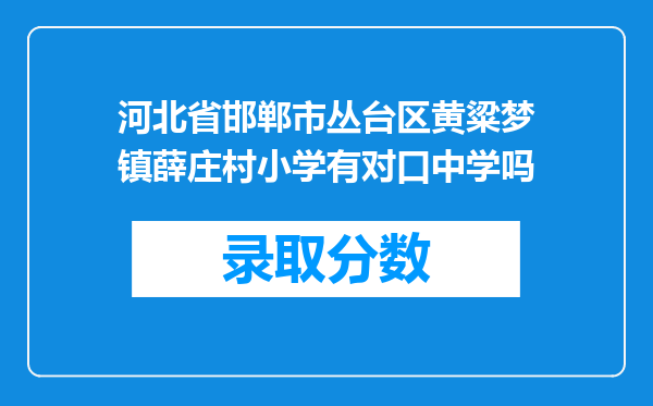 河北省邯郸市丛台区黄粱梦镇薛庄村小学有对口中学吗