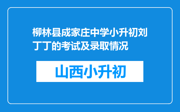柳林县成家庄中学小升初刘丁丁的考试及录取情况