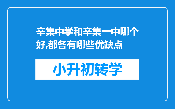 辛集中学和辛集一中哪个好,都各有哪些优缺点